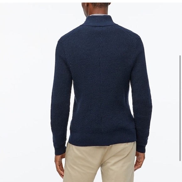 J. Crew Waffle Knit Half-Zip Pullover Navy Large - Picture 3 of 8